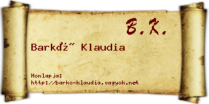 Barkó Klaudia névjegykártya