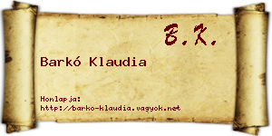 Barkó Klaudia névjegykártya